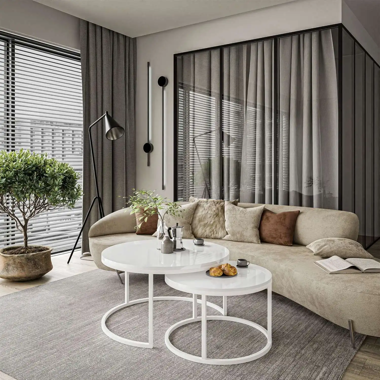 CIRI 2in1 kavos staliukas 80cm Balta1 Blizgios konstrukcijos derinys  yra ne tik įdomus papildymas, bet ir puikiai tinka bet kokiam interjerui, ypač dekoruotam moderniu stiliumi.