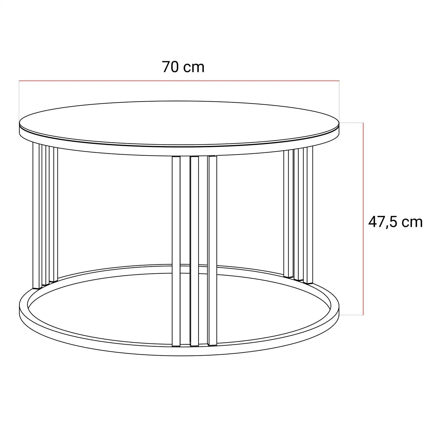 Apvalus LORI kavos staliukas kašmyras matmenys LORI staliukas su stiklo stalviršiu svetainėje šalia sofos – modernus ir elegantiškas interjero akcentas.