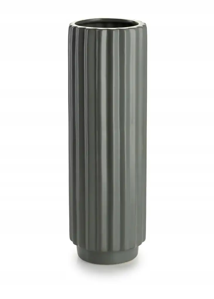 Pilka aukšta keraminė dekoratyvinė vaza Keraminė vaza, 32 cm aukščio ir 10 cm pločio, klasikinės formos, universali interjerui, ypač tinkama JAPANDI stiliui.