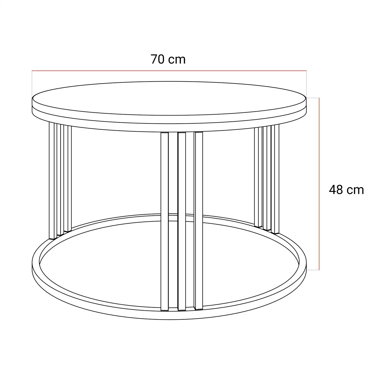 apvalus blizgus kavos staliukas kašmyro spalvos matmenys metalinis 18x18 mm profilio rėmas, suteikiantis stabilumo ir dekoratyvumo.